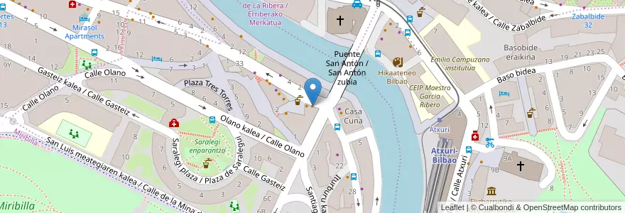 Mapa de ubicacion de Cafe Iraila en Spanien, Autonome Gemeinschaft Baskenland, Bizkaia, Bilboaldea, Bilbao.