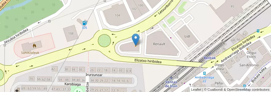 Mapa de ubicacion de Café Irún en Sepanyol, Negara Basque, Gipuzkoa, Bidasoa Beherea / Bajo Bidasoa, Irun.