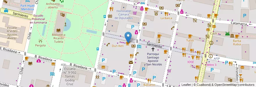Mapa de ubicacion de Café Jack en アルゼンチン, チリ, メンドーサ州, Departamento Capital, Ciudad De Mendoza.