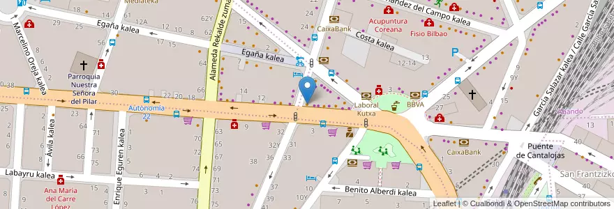 Mapa de ubicacion de Café Kanpantxu en España, Euskadi, Bizkaia, Bilboaldea, Bilbao.