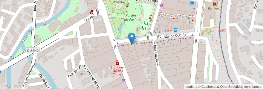 Mapa de ubicacion de Café Kibú 2 en Espagne, Galice, Ourense, Ourense, Ourense.