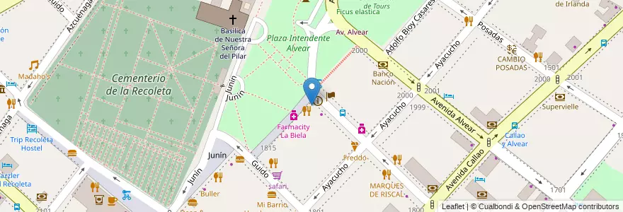 Mapa de ubicacion de Café La Biela, Recoleta en Argentina, Ciudad Autónoma De Buenos Aires, Comuna 2, Buenos Aires.