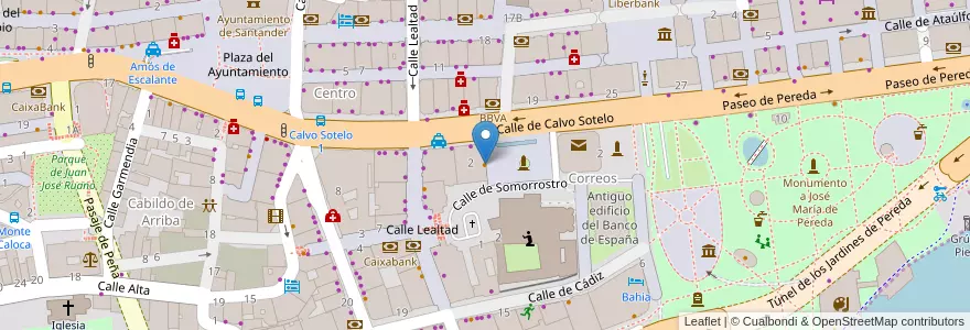 Mapa de ubicacion de Café La Catedral en Spanien, Kantabrien, Cantabria, Santander, Santander.