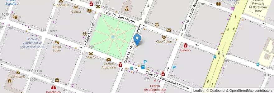 Mapa de ubicacion de Cafe La Plaza en アルゼンチン, ブエノスアイレス州, Partido De Luján.