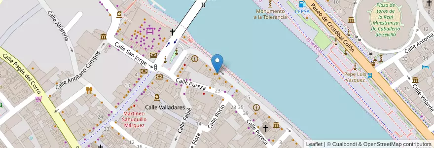 Mapa de ubicacion de Café la Prensa de Triana en 西班牙, 安达鲁西亚, Sevilla, Sevilla.