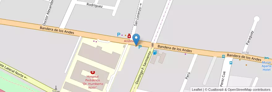 Mapa de ubicacion de Cafe La Tiendita en アルゼンチン, チリ, メンドーサ州, Departamento Guaymallén, Distrito Nueva Ciudad.