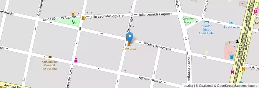 Mapa de ubicacion de Cafe Latte en Аргентина, Чили, Мендоса, Departamento Capital, Ciudad De Mendoza, Sección 5ª Residencial Sur.