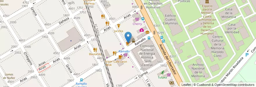 Mapa de ubicacion de Café León Express, Nuñez en アルゼンチン, Ciudad Autónoma De Buenos Aires, ブエノスアイレス, Comuna 13.