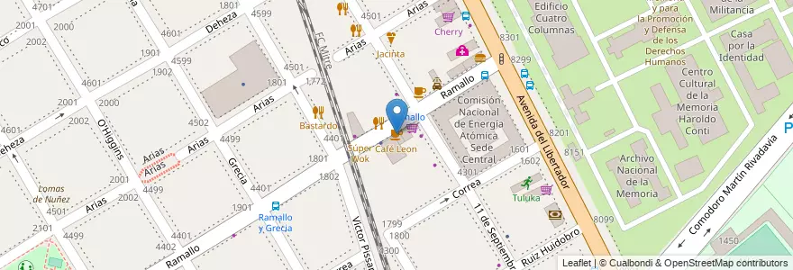 Mapa de ubicacion de Café Leon, Nuñez en الأرجنتين, Ciudad Autónoma De Buenos Aires, Buenos Aires, Comuna 13.