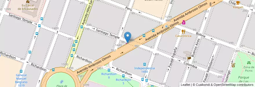 Mapa de ubicacion de Cafe Los Dos Chinos en アルゼンチン, コルドバ州, Departamento Capital, Pedanía Capital, Córdoba, Municipio De Córdoba.