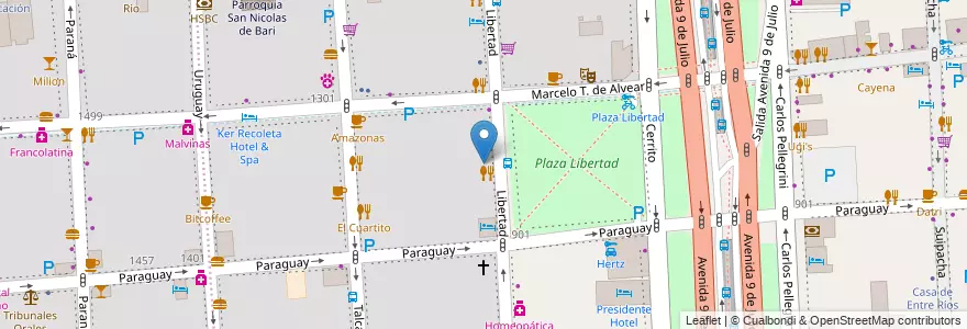 Mapa de ubicacion de Cafe Lumiere, Retiro en الأرجنتين, Ciudad Autónoma De Buenos Aires, Comuna 1, Buenos Aires.