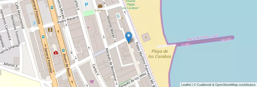 Mapa de ubicacion de Café Mare Nostrum en España, Melilla, Melilla.