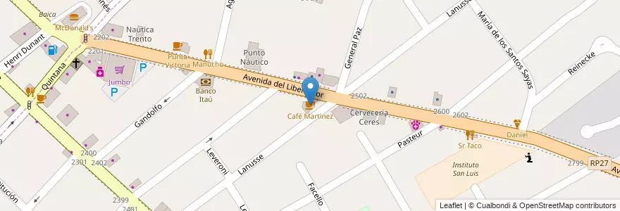 Mapa de ubicacion de Café Martínez en Arjantin, Buenos Aires, Partido De San Fernando, Victoria.