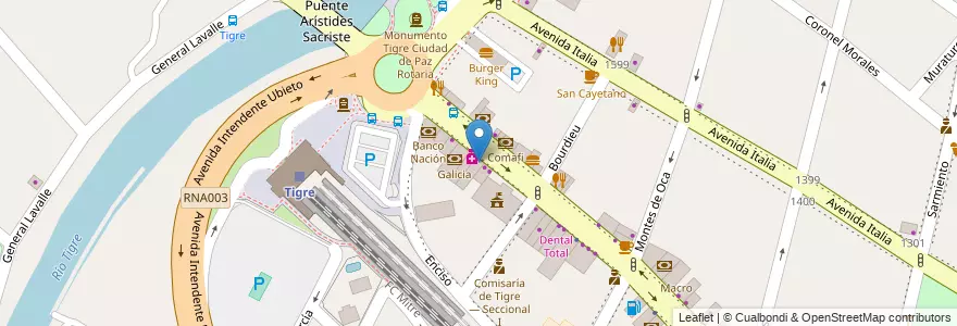 Mapa de ubicacion de Café Martínez en Argentina, Buenos Aires, Partido De Tigre, Tigre.
