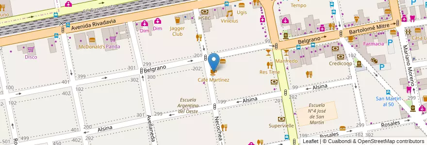 Mapa de ubicacion de Café Martínez en Arjantin, Buenos Aires, Partido De La Matanza, Ramos Mejía.