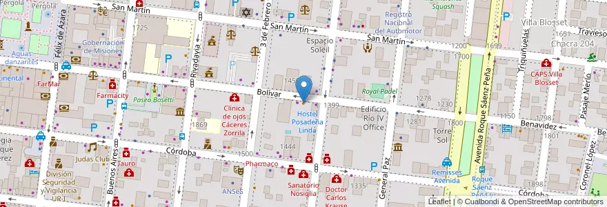 Mapa de ubicacion de Café Martínez en Argentinië, Misiones, Departamento Capital, Municipio De Posadas, Posadas.