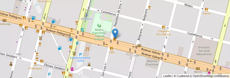 Mapa de ubicacion de Café Martínez en Argentine, Santa Fe, Departamento La Capital, Santa Fe Capital, Santa Fe.