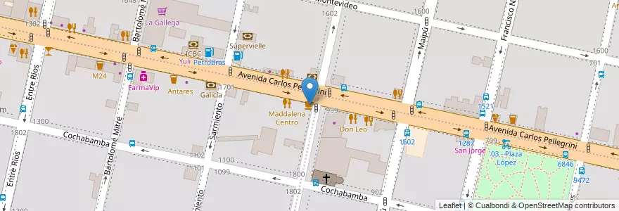 Mapa de ubicacion de Café Martínez en アルゼンチン, サンタフェ州, Departamento Rosario, Municipio De Rosario, ロサリオ.