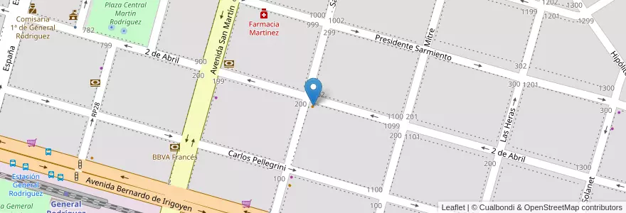 Mapa de ubicacion de Café Martínez en Argentina, Provincia Di Buenos Aires, Partido De General Rodríguez.