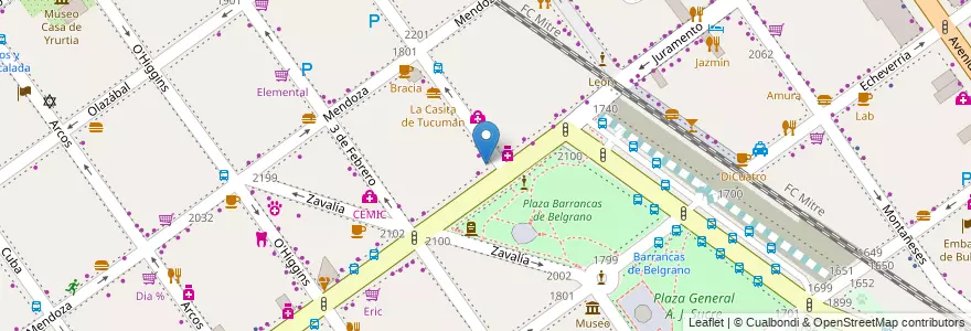 Mapa de ubicacion de Café Martínez, Belgrano en Аргентина, Буэнос-Айрес, Буэнос-Айрес, Comuna 13.