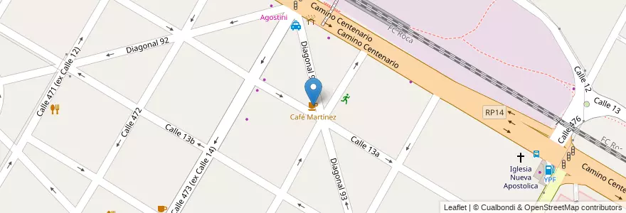 Mapa de ubicacion de Café Martínez, City Bell en Arjantin, Buenos Aires, Partido De La Plata, City Bell.