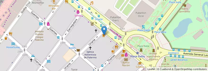 Mapa de ubicacion de Café Martínez, Palermo en الأرجنتين, Ciudad Autónoma De Buenos Aires, Buenos Aires, Comuna 14.