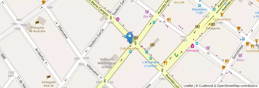 Mapa de ubicacion de Café Martínez, Palermo en Argentine, Ciudad Autónoma De Buenos Aires, Buenos Aires, Comuna 14.