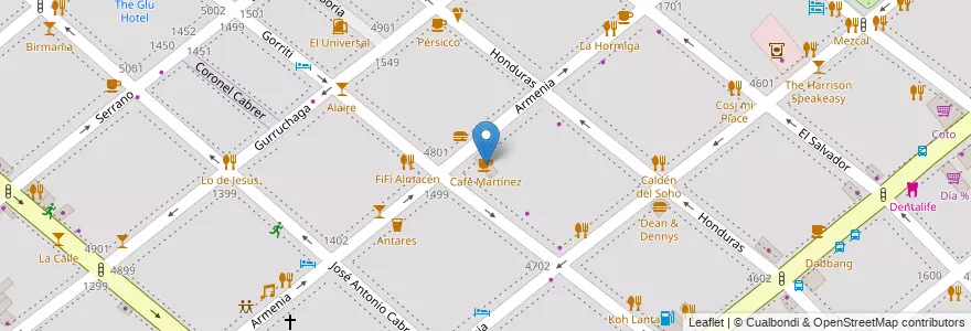 Mapa de ubicacion de Café Martínez, Palermo en الأرجنتين, Ciudad Autónoma De Buenos Aires, Buenos Aires.