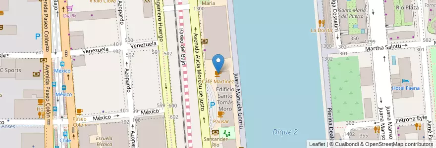 Mapa de ubicacion de Café Martínez, Puerto Madero en Аргентина, Буэнос-Айрес, Comuna 1, Буэнос-Айрес.
