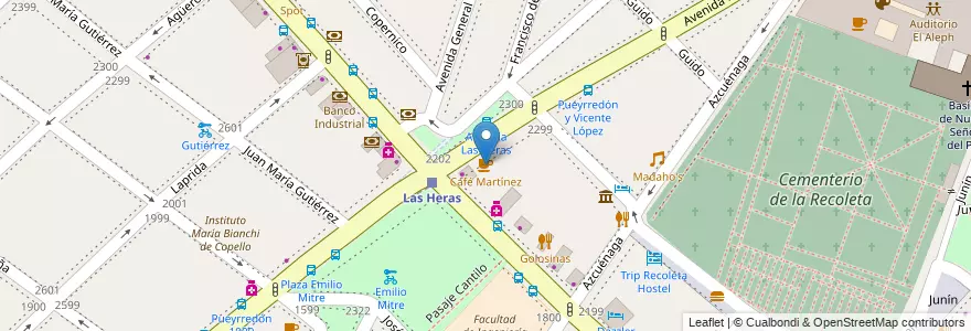 Mapa de ubicacion de Café Martínez, Recoleta en アルゼンチン, Ciudad Autónoma De Buenos Aires, Comuna 2, ブエノスアイレス.