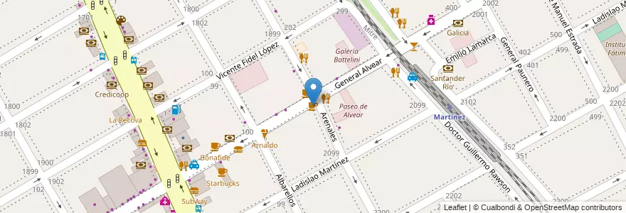 Mapa de ubicacion de Café Mora en آرژانتین, استان بوئنوس آیرس, Partido De San Isidro, Martínez.