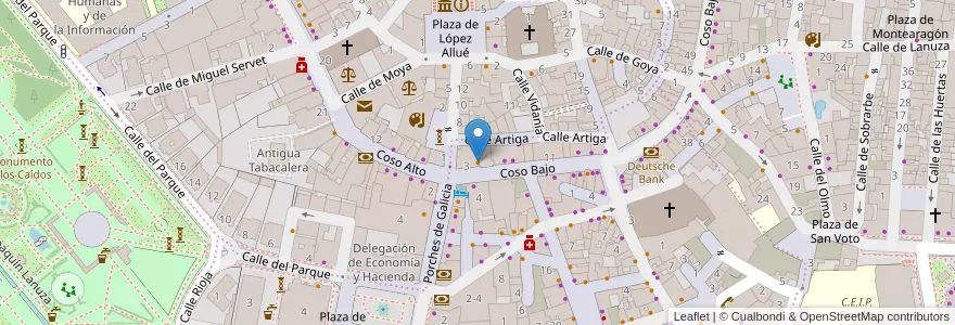 Mapa de ubicacion de Café Oscense en إسبانيا, أرغون, وشقة, Hoya De Huesca / Plana De Uesca, وشقة.