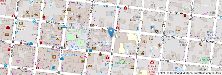 Mapa de ubicacion de Café París en Argentinië, Misiones, Departamento Capital, Municipio De Posadas, Posadas.