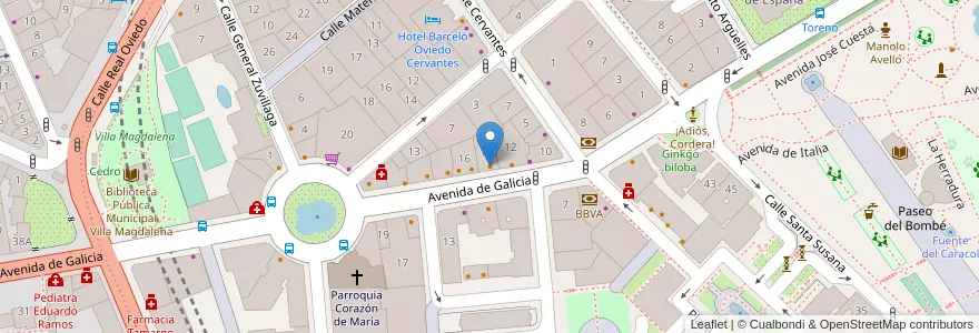 Mapa de ubicacion de Cafe Paris en İspanya, Asturias, Asturias, Oviedo.