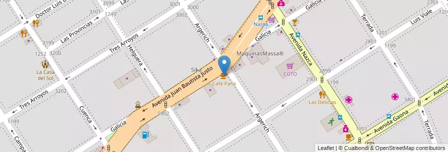 Mapa de ubicacion de Café Paris, Villa Santa Rita en 아르헨티나, Ciudad Autónoma De Buenos Aires, 부에노스아이레스.