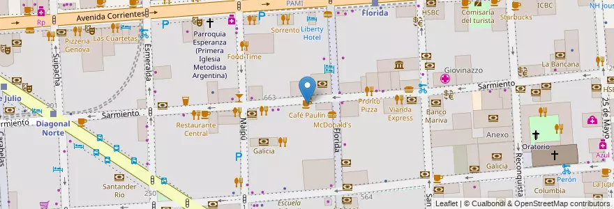 Mapa de ubicacion de Café Paulín, San Nicolas en 아르헨티나, Ciudad Autónoma De Buenos Aires, Comuna 1, 부에노스아이레스.