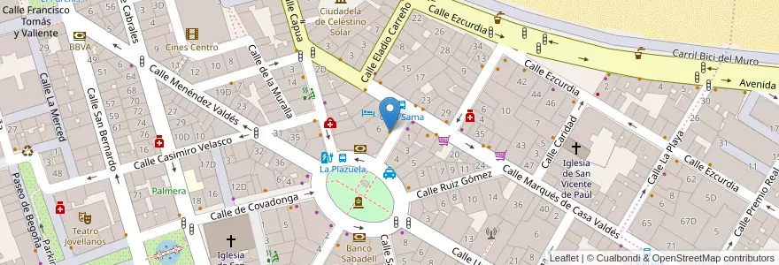 Mapa de ubicacion de Café Plaza en 스페인, 아스투리아스, 아스투리아스, Gijón/Xixón.