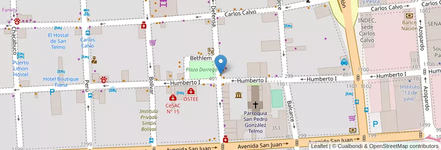 Mapa de ubicacion de Café Plaza Dorrego, San Telmo en アルゼンチン, Ciudad Autónoma De Buenos Aires, Comuna 1, ブエノスアイレス.