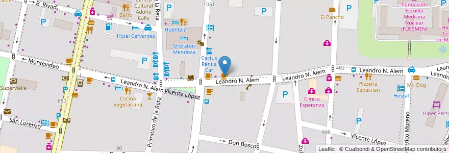 Mapa de ubicacion de Cafe Reach en آرژانتین, شیلی, Mendoza, Departamento Capital, Ciudad De Mendoza, Sección 3ª Parque O'Higgins.