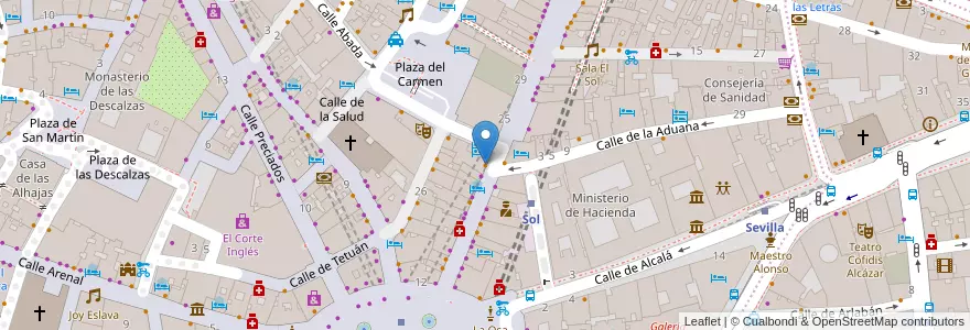 Mapa de ubicacion de Café real cake en اسپانیا, بخش خودمختار مادرید, بخش خودمختار مادرید, Área Metropolitana De Madrid Y Corredor Del Henares, مادرید.