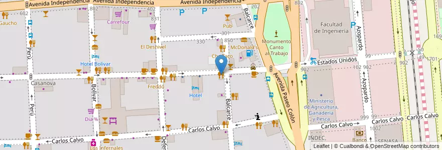 Mapa de ubicacion de Cafe Rivas, San Telmo en 아르헨티나, Ciudad Autónoma De Buenos Aires, Comuna 1, 부에노스아이레스.
