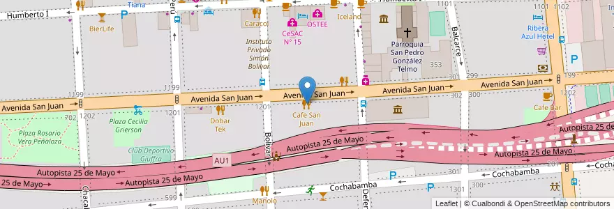 Mapa de ubicacion de Cafe San Juan, San Telmo en Argentinië, Ciudad Autónoma De Buenos Aires, Comuna 1, Buenos Aires.