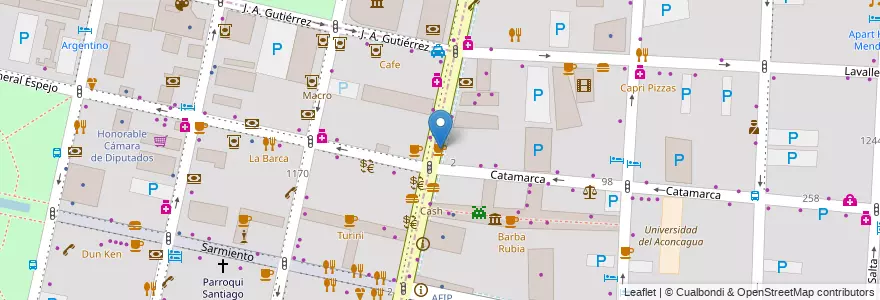 Mapa de ubicacion de Cafe San Pablo en Argentina, Cile, Mendoza, Departamento Capital, Ciudad De Mendoza, Sección 3ª Parque O'Higgins.