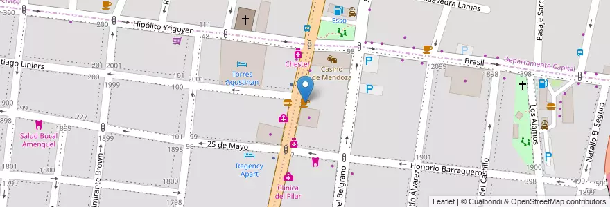 Mapa de ubicacion de Cafe Senza Fine en Arjantin, Şili, Mendoza, Godoy Cruz, Departamento Godoy Cruz, Distrito Ciudad De Godoy Cruz.