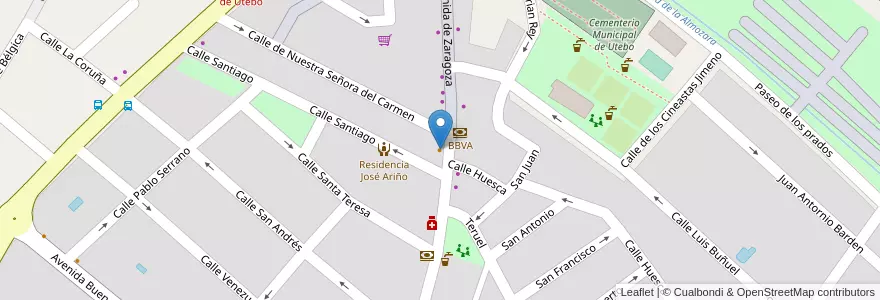 Mapa de ubicacion de Café Setabia en 西班牙, Aragón, 萨拉戈萨, Zaragoza, Utebo.