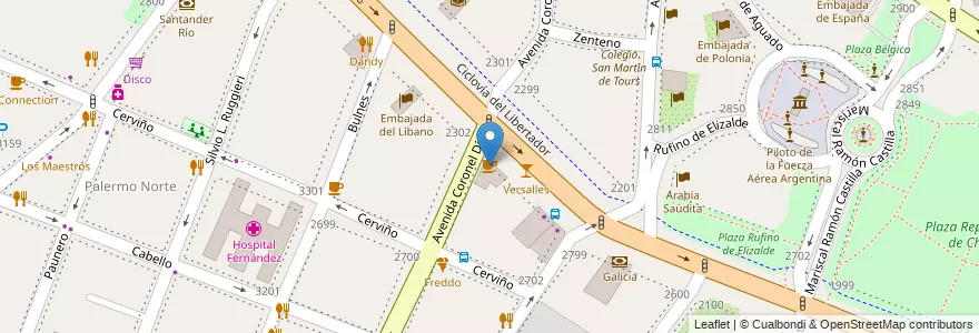Mapa de ubicacion de Cafe Tabac, Palermo en الأرجنتين, Ciudad Autónoma De Buenos Aires, Comuna 2, Buenos Aires.