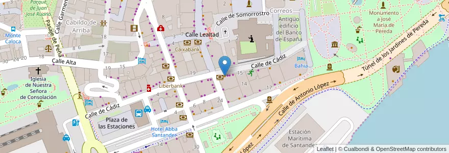 Mapa de ubicacion de Café Taberna La Gloria de Carriedo en 西班牙, Cantabria, 坎塔布里亚, Santander, Santander.