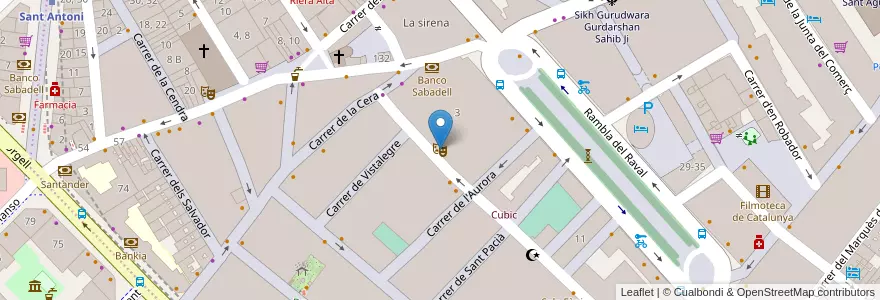 Mapa de ubicacion de Cafè-Teatre el Llantiol en إسبانيا, كتالونيا, برشلونة, بارسلونس, Barcelona.
