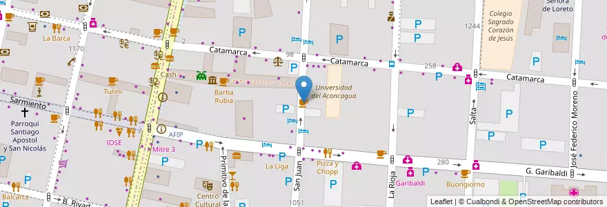 Mapa de ubicacion de Cafe Tobok en Argentinien, Chile, Mendoza, Departamento Capital, Ciudad De Mendoza, Sección 3ª Parque O'Higgins.