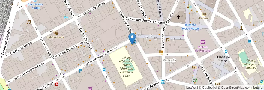 Mapa de ubicacion de Café Tocado en España, Comunitat Valenciana, València / Valencia, Comarca De València, València.